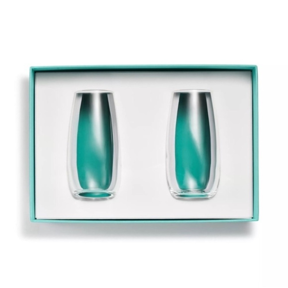 Tiffany & co Stemless Wine champagne
Crystal Glass Flute Set of 2 NWT